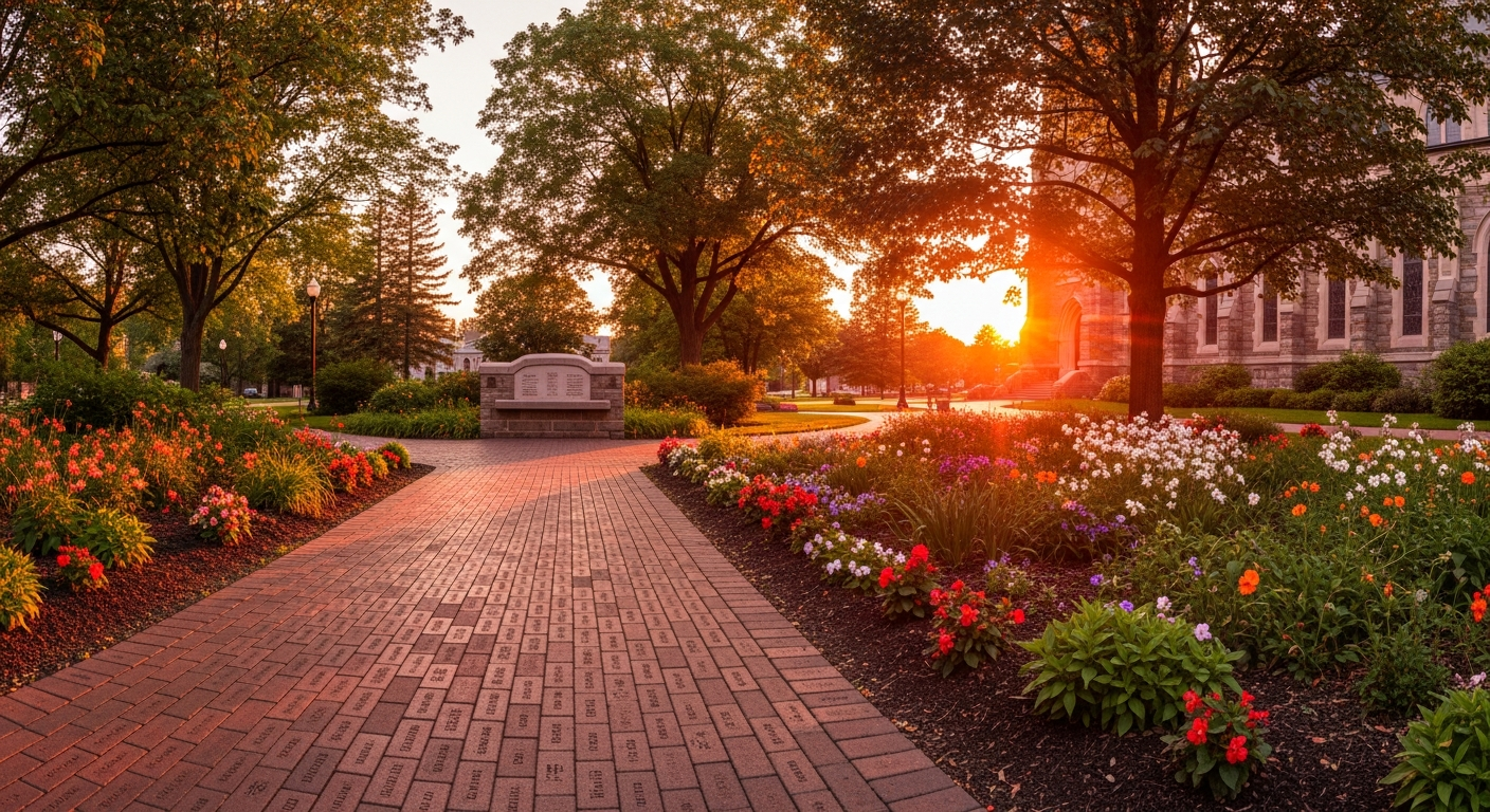 Memorial brick walkway at a church